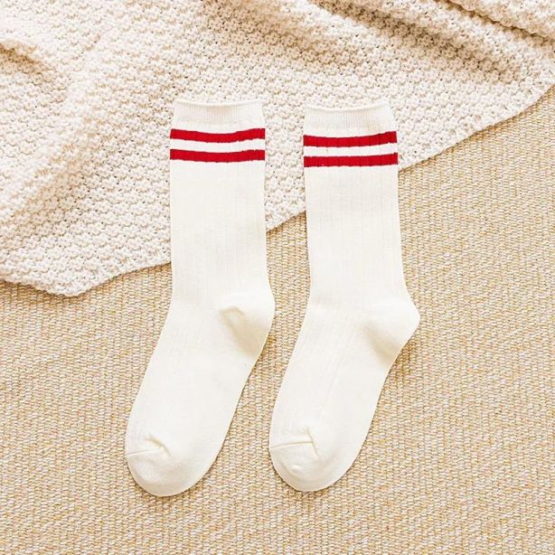 Miesten puuvillasekoitesukat – Valkoinen punainen, one size