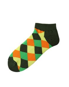 Taiteelliset nilkkasukat – Tummanvihreä argyle, 36-44